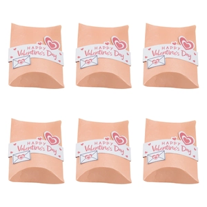 Lot de 6 boîtes cadeaux roses en forme d'oreiller pour la Saint-Valentin avec impression
