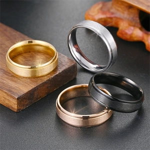 Minimalist Stainless Steel Brushed Center Band Ring For Men Women Polished Edge Comfort Fit Finger Ring Fashion Jewelry Gift