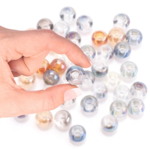 Polished 8x10mm AB crystal glass beads with large holes for DIY jewelry making