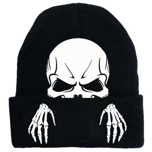 Halloween Funny Knit Beanie Hat For Men Women Winter Warm Acrylic Skull Pumpkin Printed Hip Hop Streetwear Outdoor Ski Beanie