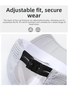 Detail of adjustable buckle and laser-cut ventilation holes on a grey sports cap