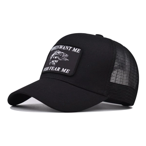 Women Want Me Fish Fear Me Trucker Hat Cotton Mesh Breathable Adjustable Snapback Fishing Baseball Cap Patch