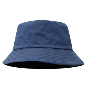 Unisex quick-dry dark blue bucket hat with reinforced brim for outdoor sun protection