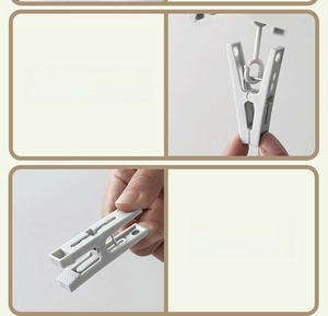 Detail of detachable laundry clips with non-slip texture and strong metal springs