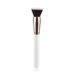 Flat top foundation brush with rose gold ferrule and dual-tone synthetic bristles