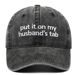 Baseball Cap Put It On My Husbands Tab Embroidery Washed Cotton Vintage Distressed Adjustable Outdoor Sport Hat