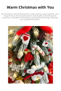Close-up of handmade wool felt ornaments and warm LED lights for Nordic Christmas trees