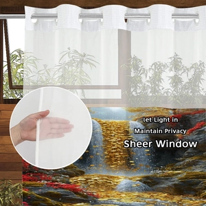 Rideau voilage paysage de cascade avec œillets pour filtrage de lumière et intimité