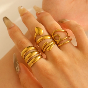 Geometric Rings For Women 18K Gold Plated Stainless Steel Minimalist White Enamel Modern Stackable Jewelry Gift