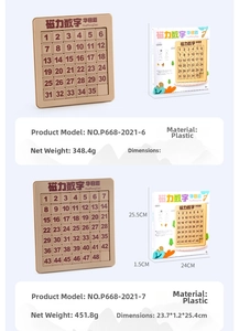 Detailed specifications of magnetic sliding number puzzle toys in original packaging
