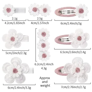 Embroidered daisy flower hair clips size guide and specifications for girls