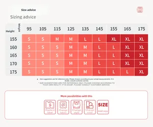 Size chart for U-neck sports bra showing height and weight measurements from S to XL