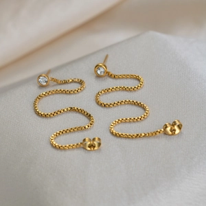 Elegante 18K vergoldete Schlangenkette-Ohrringe aus Edelstahl mit funkelnden Zirkon-Steinen