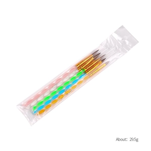 Lot de 5 pinceaux de nail art à double embout avec manches arc-en-ciel et outils à points