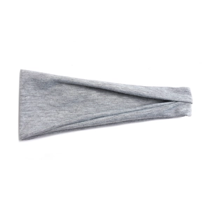 Texture détaillée du bandeau de yoga en tricot gris avec tissu mélangé doux