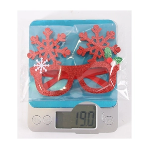 Weight measurement of red glitter Christmas snowflake party glasses frames in packaging