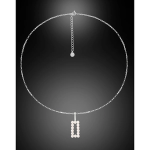 Elegant S925 sterling silver box chain necklace featuring a geometric pearl rectangular pendant