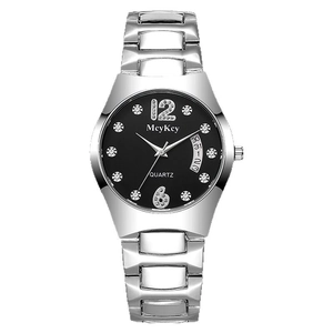 Luxury tungsten steel waterproof watch with crystal markers and date window