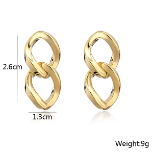 Minimalist irregular geometric interlocking hoop earrings in 18K gold plated copper