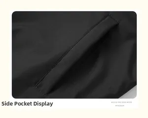 Detailed close-up of side pocket on men's black casual jacket showing fabric texture