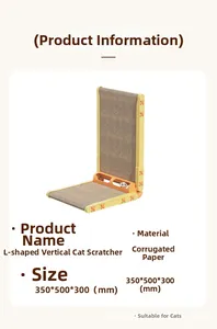 L-shaped vertical cat scratcher dimensions 350x500x300mm with durable corrugated paper