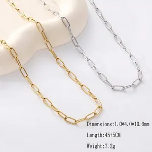 18K gold and silver plated stainless steel paperclip chain necklace 10mm links set
