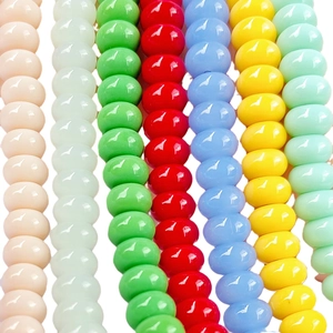 Polished 8x5mm glass abacus beads in multiple vibrant colors for DIY jewelry making