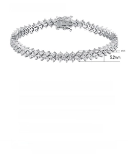 Detail view of 925 sterling silver buckle with 925 hallmark and moissanite tennis chain link