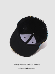 Detail of baseball cap showing breathable mesh lining and adjustable metal buckle