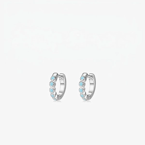 Boucles D'oreilles Créoles Huggie En Argent Sterling 925 Et Turquoise Minimalistes Vintage Bijoux Géométriques Pour Femmes