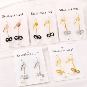 Infinity Symbol Long Dangle Earrings Stainless Steel Shell Artificial Pearl Geometric Bar Elegant Fashion Jewelry For Women