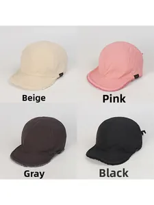 Cappellini da baseball in nylon con calda fodera in pile nei colori beige, rosa, grigio e nero