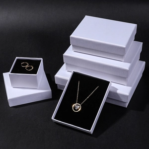 Macro detail of white linen textured jewelry gift box with black sponge lining