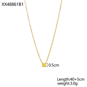 Detail showing 0.5cm yellow birthstone pendant with 40+5cm gold plated chain