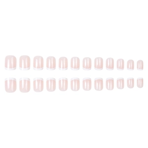 Classic French tip press-on nails set in nude pink with 24 pieces in various sizes