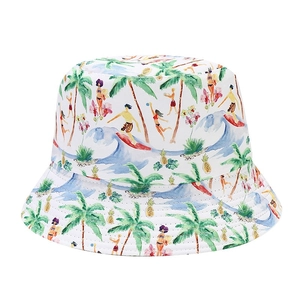 Chapeau bob réversible avec imprimé palmier tropical pour la plage et protection solaire