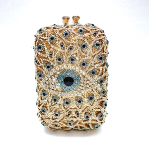 Evil Eye Crystal Evening Bag Luxury Rhinestone Clutch For Women Wedding Party Handbag With Chain