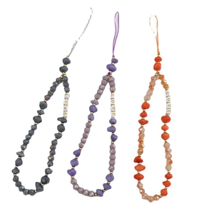 Colorful beaded phone charms with LOVE letters and irregular crystal stones in various colors