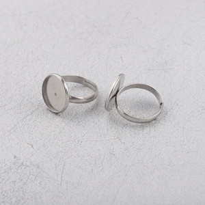 304 Stainless Steel Ring Settings Adjustable Round Heart Blank Bezel Base For DIY Jewelry Making Polished Mirror Finish