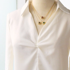 Three-layer gold star necklace with red, purple and green enamel pendants for women