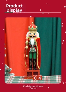 Detail view of walnut nutcracker king with red cloak and adjustable calendar base