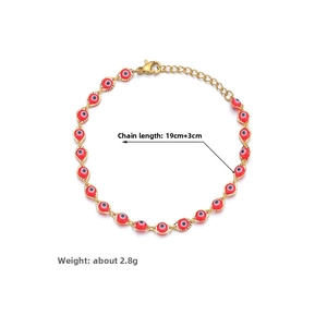 Détail du bracelet œil porte-bonheur doré avec longueur 19+3cm et poids de 2,8g