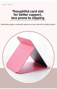 Pink PU leather folding makeup mirror with adjustable stand for multi-angle desktop use
