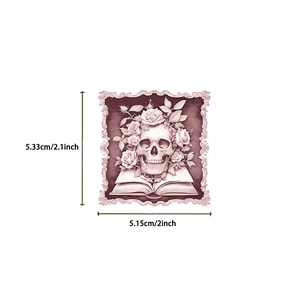 Gothic skull and book stickers with 2-inch dimensions for DIY waterproof decoration