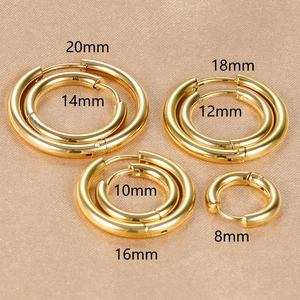 Chunky Hoop Earrings For Women Stainless Steel Round Polished Minimalist Geometric Huggie Fashion Jewelry