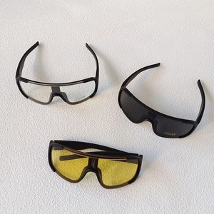 Kids sports sunglasses set with UV400 protection lenses in black clear and yellow