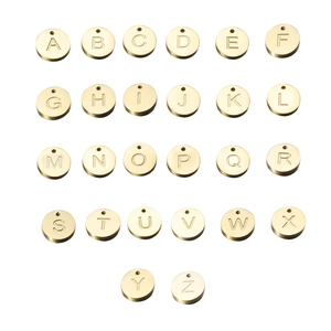 Round Stainless Steel Alphabet Charms DIY Initial A-Z Pendants For Necklace Bracelet Making Mirror Polished