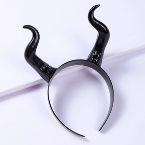 Gothic Devil Horns Headband Plastic Resin Halloween Cosplay Hair Hoop Dark Evil Costume Accessory Unisex