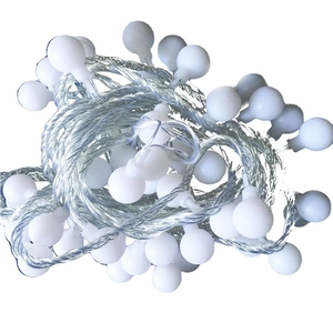 Solar LED frosted globe fairy lights with silver wires for outdoor Christmas decoration