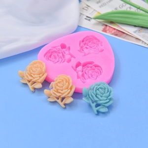 Stampo in silicone rosa a 3 cavità per pasticceria fai-da-te e arte in resina fatta a mano